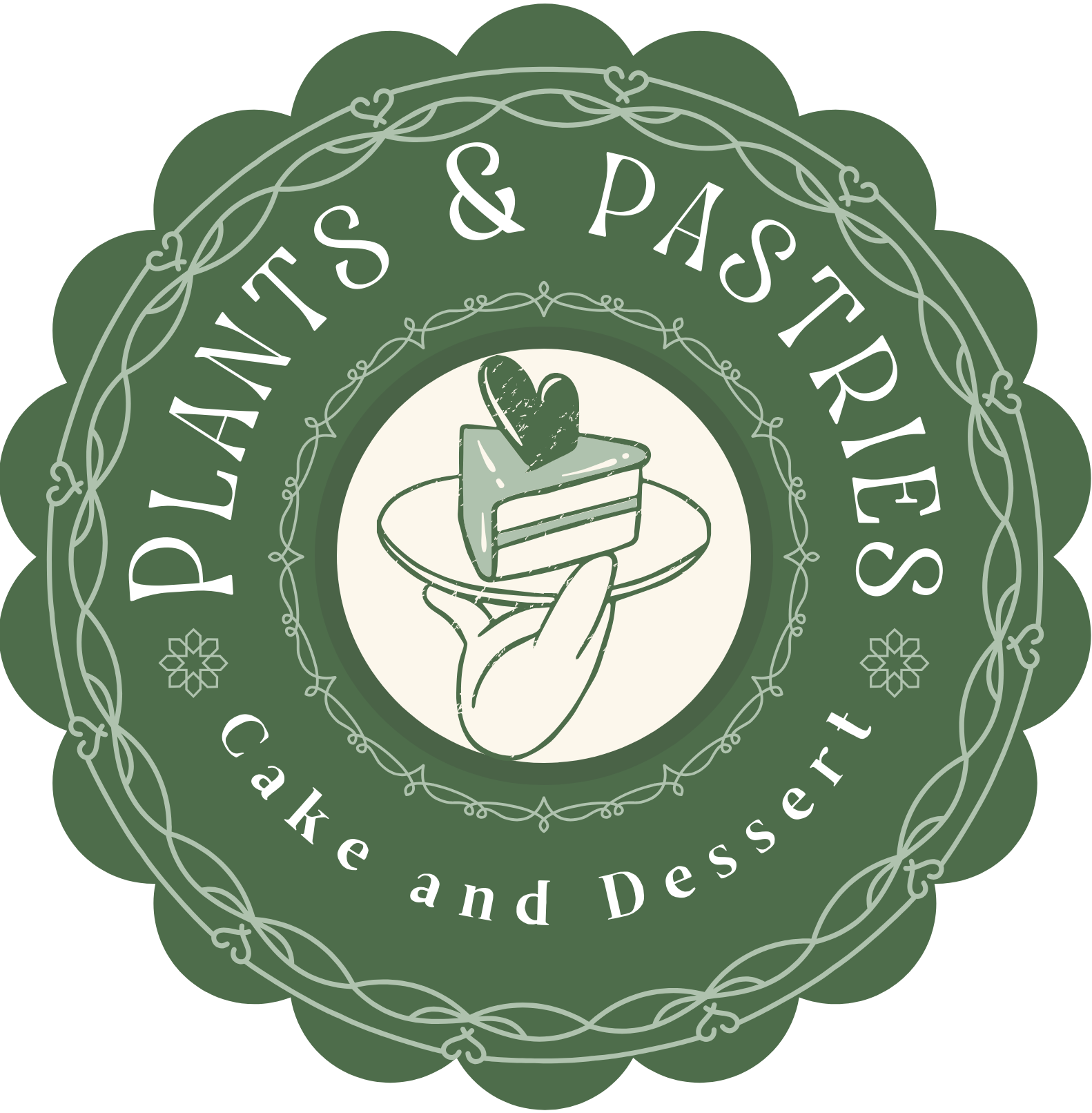 plants and pastries logo. vegan cakes baker